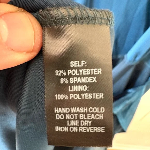 Lulus Blue Satin Wrap Midi Dress NWT Size M - Picture 8 of 10